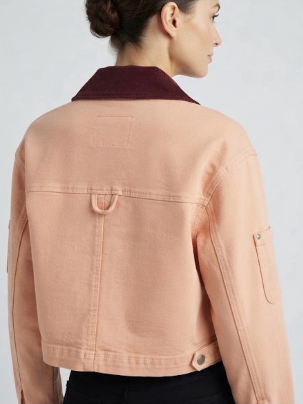 NWT 7 For All Mankind Cropped Utility canvas 
Jacket Rusty Blush Burgundy XS & S - Picture 8 of 14